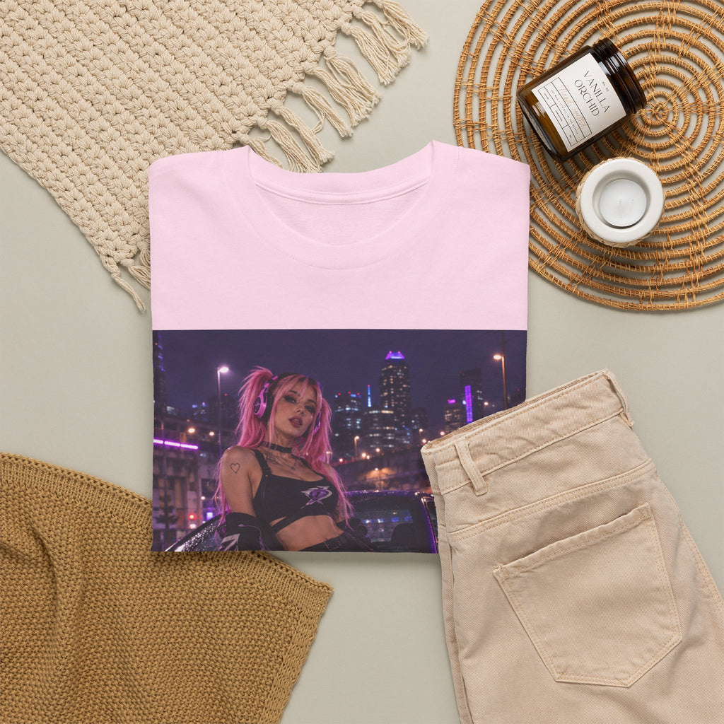 Purple Skyline Neon Nightlife Graphic T-Shirt